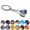 Keychains Luminous universe star key solar system earth pendant Galaxy Nebula doublesided glass ball gift