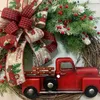 Fleurs décoratives 2022 Couronne de Noël Arcs de voiture Guirlandes de Noël Ornements de porte suspendue Guirlande avec camion rouge Navidad Année Décor