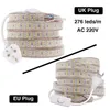 Strips Three Row 276 LEDs/m 2835 LED Strip 220V 240V EU UK Plug Waterproof Super Brighter Flexible Tape Ribbon Light