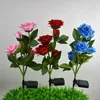 Decorative Flowers Outdoor Waterproof Ground Light Walkway Solar Powered Stainless Steel Realistic Rose Flower Lawn LED