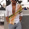 Mäns avslappnade skjortor 2022 3D Simple Print Men's Long Sleeve Lapel Hawaiian Streetwear Male Clothes Loose Tops Shirt for Men