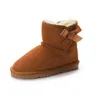 24 enfants bottes chaudes avec nœud enfants classique mini demi-botte de neige hiver pleine fourrure bouton de fourrure moelleux cheville préscolaire PS Enfant enfant en bas âge fille Tod Bootss