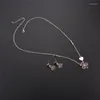 Necklace Earrings Set Jewelry Women Plum Blossom Poker Pendant Pink Sparkling Pendants Necklaces Earring Decorations