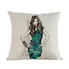 Kussen aquarel stijl schets mode vrouw schoonheid vrouwelijk model pose throw case home bank kamer decoratieve covers