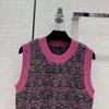 Women's Tanks & Camis Designer Knits Tees Autumn Winter o Neck Sleeveless High End Jacquard Sweater E3x4