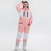 Ski-pakken 2022 Brand Winter Men Women Snowboard Jacket en broek uit één stuk Ski Suit waterdichte ritssluiting Reflecterende sneeuwbroek