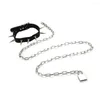 Choker Punk Spike Set Padlock Chain Necklace Metal Collar Goth Pendant Women Black Leather Emo Festival Jewelry