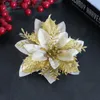 Flores decorativas 10pcs simulação artificial em pó de ouro Decoração de flores de flor DIY Pingente Pingente Gifts Navidad
