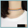 Colares pendentes Moda Manom ​​Mulheres Orgulho gay Rainbow Charking Colar Colar Lgbt Lesbian Lace Cocker Ribbon Collar Trendy Jewe Carshop2006 Dhoj6