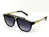 män vintage solglasögon 0937 kvadratplatta metallkombinationskort stark euro -storlek UV400 -lins med låda
