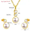 Collier Boucles d'oreilles Set LuxukissKids Colding Gold Color Areal inoxydable pour les femmes Crystal Imitation Pearl Drop Party Gift