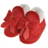 First Walkers Born Baby Boys And Girls Cute Plus Cashmere Bow Series Pantofole per bambini Scarpe da passeggio per letto in lana calda di cotone Xz17