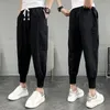 Pantalons pour hommes Summer Youth Casual Lace Up Fashion All-Match Blackhin Section Loose Ninth S Salopette Y2k Vêtements Streetwear