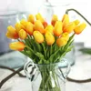 Fleurs décoratives Miini Tulip Pu Fleur artificielle Bouquet Real Touch Faux pour la décoration de mariage Spring Party DIY HOME GARDING Supplies