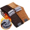 Men's Pants Men's 4 Colors Winter Mens Warm Casual Classic Style Fleece Thickened Corduroy Business Trousers Male Brand Clothing