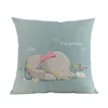 Pillow Cartoon Healing Style Cute Baby Elephant Linen Throw Case Home Sofa Children Kid's Nursery Room Decorative Cover