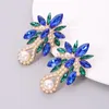 Orecchini pendenti in cristallo a blocchi di colore con acqua di perle Orecchini pendenti per donna Orecchini a fiore con strass scintillanti 2022 gioielli