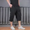 Męskie spodnie Summer Cargo krótcy mężczyźni 2022 Męski zwykły mężczyzna Multi Pocket Man Man Wojska 3/4 Plus Size 4xl 5xl