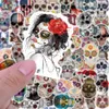 50PCS Skull Stickers Waterproof for Water Bottle Sugar Skulls Decal Dia de Los Muertos Mexican Day of Dead Sticker for Lapto3688002