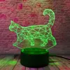 Nachtlichten Walking Cat 3D Illusie Leuke nachtlichtlamp 16 kleuren veranderen kitty tafellampen met slimme touch USB