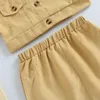 Ensembles de vêtements infantile enfants bébés filles à manches courtes hauts jupe Style décontracté revers poche taille élastique été 1-5T 2 pièces ensemble