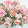 Decorative Flowers Artificial Fake Peony Silk Hydrangea Bouquet Decor Plastic Carnations Realistic Flower Arrangements Wedding Decoration