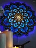 Luces nocturnas decoración del hogar dormitorio luz Mandala Lotus 3D cambio de color colgante de pared plano