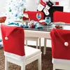 Housses de chaise 4 pièces, douces et confortables, chapeau rouge du père noël, décoration de fête de noël, couverture de décoration de dîner