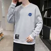 Crewneck Sweatshirts Erkekler Kore Moda Giyim Sıradan Uzun Kollu Gömlek O-boyunlu Sweatshirt Erkek Giyim Giysileri Sonbahar Bahar