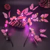 Acessórios para cabelos LED Rave Toy LED Light Growing Planking Butterfly Fascinator Bandeira da cabeça Crown Tea Party Halloween Capacete de traje 2270 E3