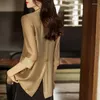 Ternos femininos cor café cor de três quartos Chiffon seção fina feminina casual jaqueta blazer feminina 2022 est verão lotes solteiros tops