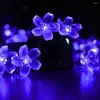 Solar LED -strängbelysning 7m 50LED Peach Flower Lamp Waterproof Outdoor Decoration för Fariy Christmas Garlands Garden Ligh