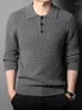 Coletes masculinos de luxo de luxo tendência malha suéter masculino de manga comprida pulôver de lapela