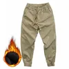 Men's Pants Men Cargo Drawstring Coldproof Autumn Winter Plush Lining Ankle Tied Warm Sports For Jogging Male Clothing