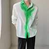 Men's Casual Shirts Men Hand Painted Print Streetwear Loose Long Sleeve Net Celebrity Clothing Male Korean Office Niche Fashion