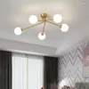 샹들리에 미니멀리스트 샹들리에 북유럽 장식 표면 장착 램프 거실 침실 LED 버블 라이트 G9 광택 쿼터
