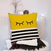 Pillow Home Pillowcase Sofa Cover Linen Short Plush Black And Yellow Series Bedroom Living Room Decoration