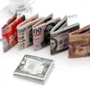 Wallets Men Creative Short Wallet Design Dollar Patroon Print PU Lederen Vouw vierkante muntenkaart Portebeurten cadeaus