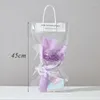 장식용 꽃 1Bag Flower Bouquet PVC Clear Bag Mried Present 액세서리 휴대용 웨딩 파티 선물 PO 배경