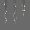 Chandeliers Modern Crystal Large Chandelier Lighting Creative Individuality Rotating Stair Lamp Long Ceiling Light