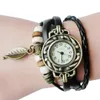 Polshorloges snel 2022 vrouwen kinderen retro lederen Winding Bracelet Leaf hanger horloge kwarts pols horloges Valentine cadeau luxe