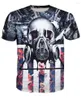 Camisetas para hombre Camisetas negras de Halloween Esqueleto blanco Estampado de calavera Manga corta Harajuku 3D 8 Patrones S a 3xL