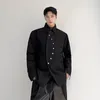 Erkekler Sıradan Gömlek Erkek Koyu Metal Düğme Tasarımı Japonya Kore Sokak Giyim Moda Gevşek Uzun Kollu Gömlek Gösteri Giysileri