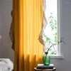 Curtain 1.5M Width Lotus Leaf Contrast Color Bedroom Living Room Kitchen Semi-blackout