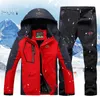 Erkekler için Kayak Takım Takım Elbise Rüzgar Proof Waterprose Sıcak Ceket ve Pantolon Kar kıyafetleri Kış Snowboard Ceketler Setleri 2209308757003