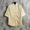 Heren polos Chinese stijl stand kraag heren shirts retro lucky cloud jas satijn zomer casual home t-shirts groot formaat 3xl 4xl 5xl jas
