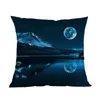 Kudde damm solnedgång och soluppgång fantastiskt landskap i Mountain River Moon Sky Case Home Soffa Room Decorative Cover