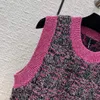 Débardeurs pour femmes Camis Designer Tricots T-shirts Automne Hiver o Cou Sans Manches Pull Jacquard Haut de Gamme E3x4
