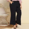 Pantaloni Taglie forti Donna Pantaloni larghi casual tinta unita Pocket Color Ladies Cropped