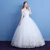 Abito da sposa 2022 Classico a mezza manica con scollo a barchetta in pizzo con spalle scoperte Appliques da sposa su misura Vestido De Noiva L